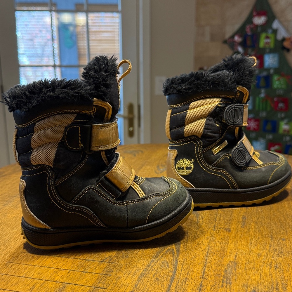 Timberland Kids Black and Tan Boots